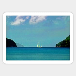 Sailboat Near Horizon, Virgin Islands Sticker